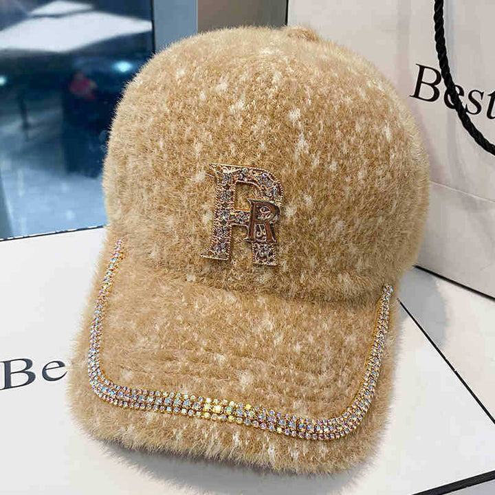 Kvinnens luksuriøse fleece dekorert baseball cap Skanto