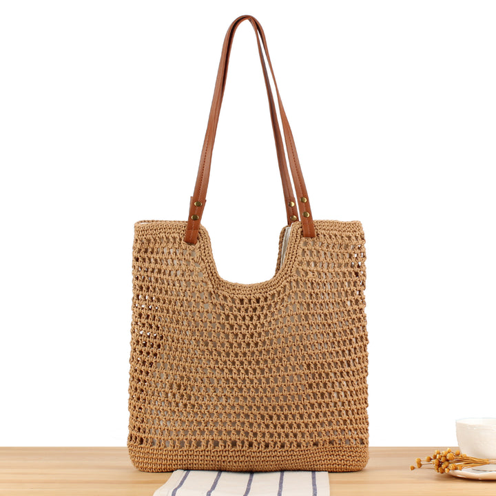 Hand-knotted tote bag with sturdy leather handles Skanto