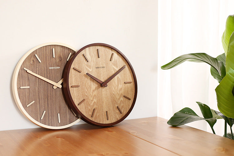 Skanto | Minimalistisk Stille Treveggklokke 12 Tommer