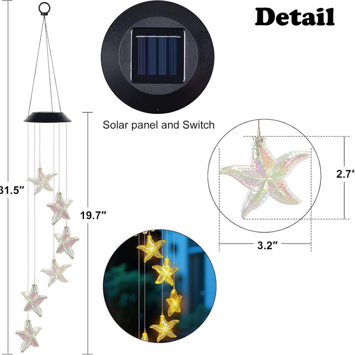 Dekorativ solenergi LED sjøstjerne vindklokke hengende hagebelysning Skanto