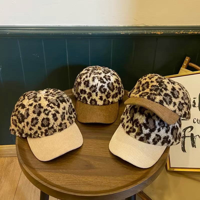 Kvinnens Leopardmønstret Fleece Baseball Caps Skanto