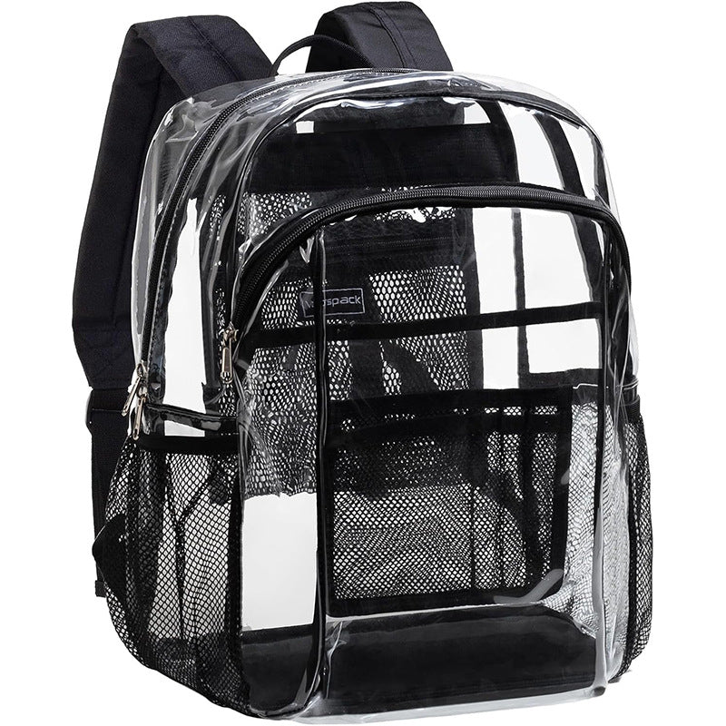 Gjennomsiktig skoleveske med Pustende mesh-lommer Skanto