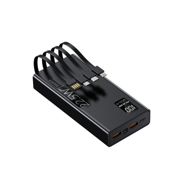Multifunksjonell powerbank med integrert kabelsystem og digital effektvisning Skanto