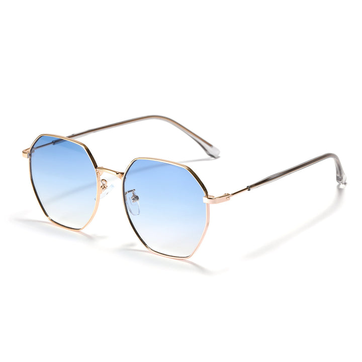 Dame modisk åttekantet solbrille med trendy metallramme Skanto
