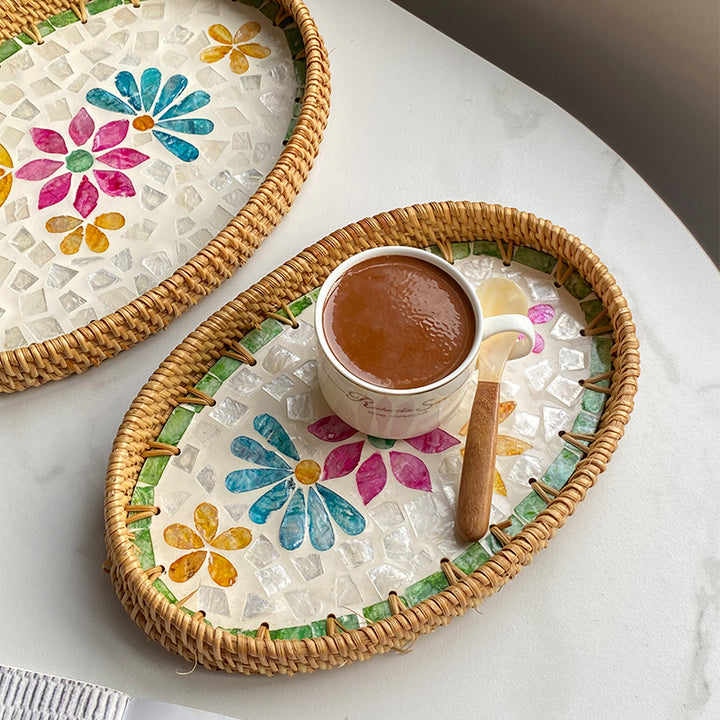 Dame Elegant Serveringsfat-set laget av håndvevd naturmateriale Skanto