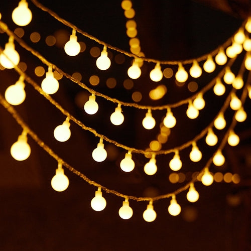 Decorative Outdoor LED Star and Globe String Lights Weather-Resistant Versatile Hanging Garland Skanto