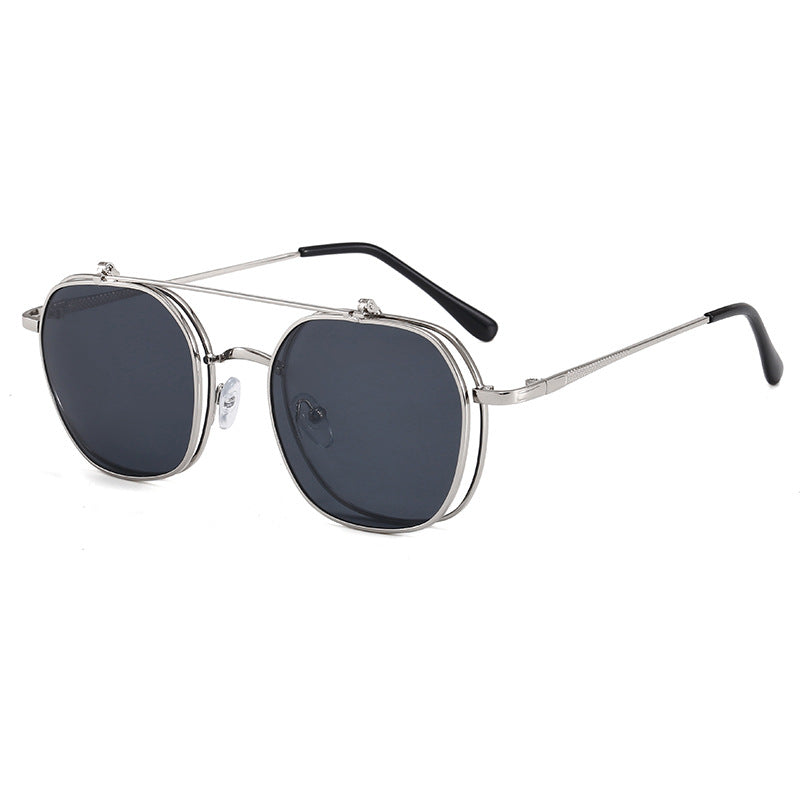 Dame geometrisk oversized solbrille med elegant gullramme Skanto