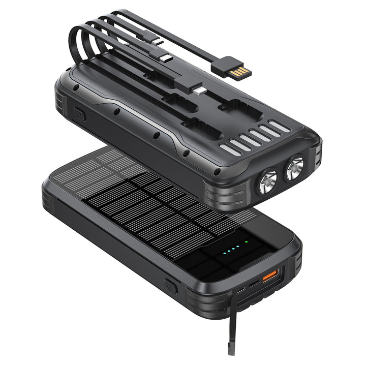 Solar Powerbank med integrert LED-lys og flere ladeporter Skanto