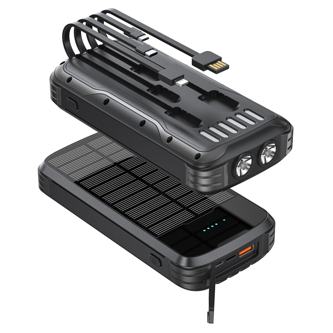 Robust Solcelle Powerbank med Integrert Lommelykt og Multifunksjonell Ladeport Skanto