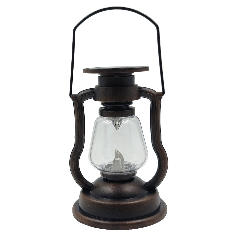 Antikke LED orkanlampe med flammende lys-effekt, glassklode og hengende håndtak, bærbar dekorativ lampe Skanto