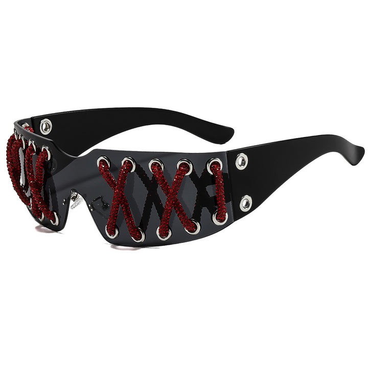Dame futuristisk design solbrille med unik dekor Skanto