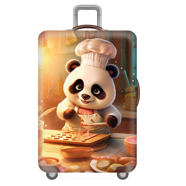 Unisex nan elastisk koffertrekk for hardplast trolley med søtt panda-motiv, elastisk beskyttelsestrekk med håndtak- og hjulåpninger Skanto