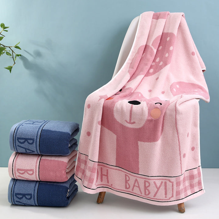 Cozy terry bath blanket with cute bear motif Skanto