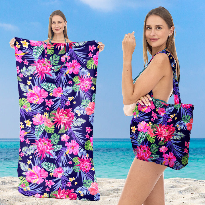 Multifunksjonelt strandhåndkle med integrert bærebag Skanto
