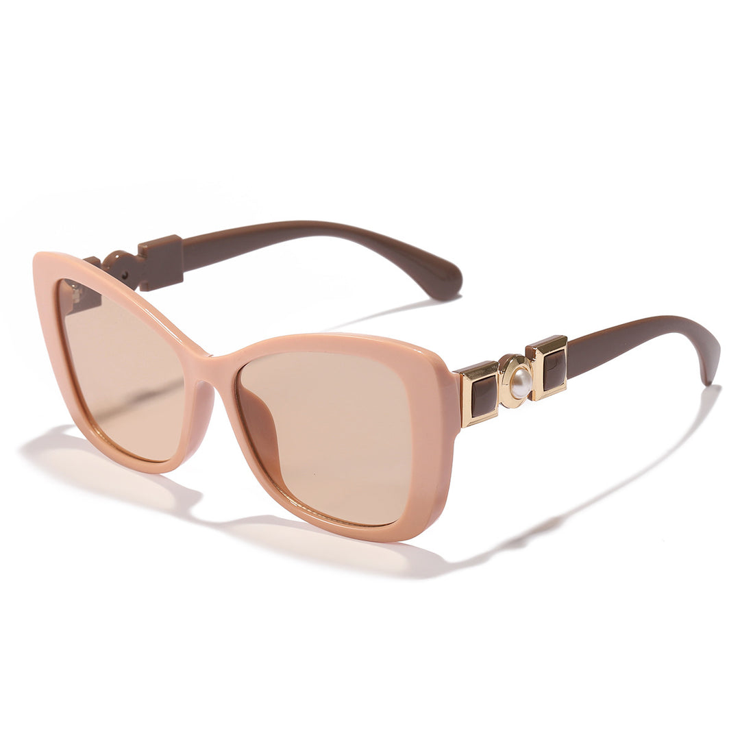 Dame Cat-Eye solbriller med elegant metallisk dekorasjon Skanto