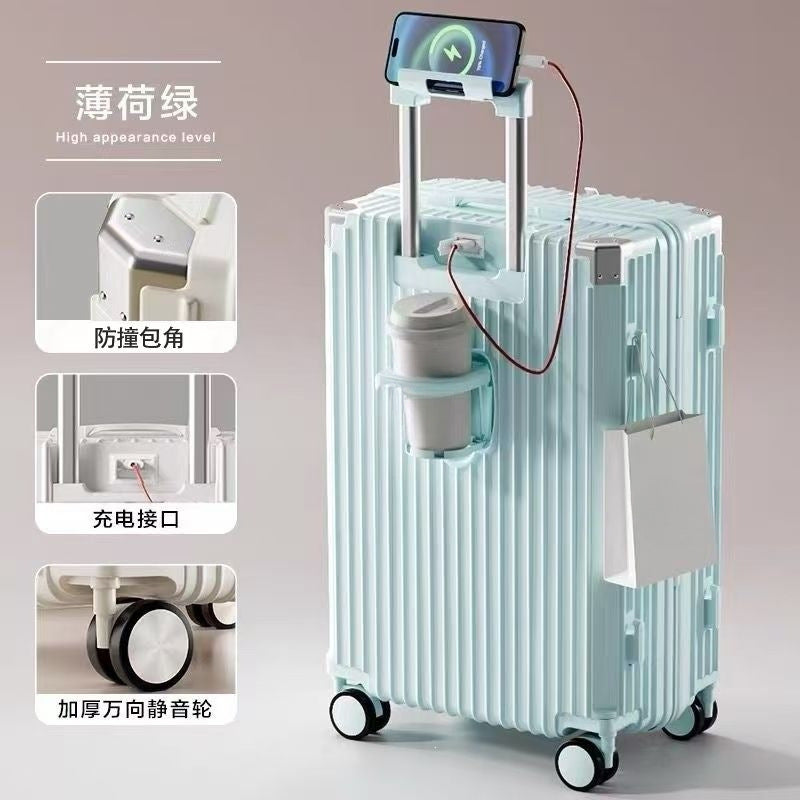 Hardtskal Trolley Med Integrert USB-port Og Innovativ Oppbevaringsplass Skanto