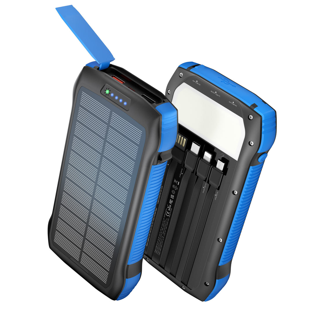 Solar-Powerbank med multifunksjonalitet og hurtiglading funksjon Skanto