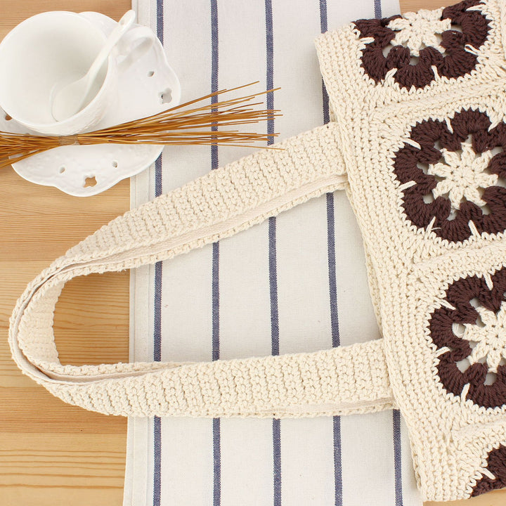 Hand-knotted tote bag with floral design Skanto