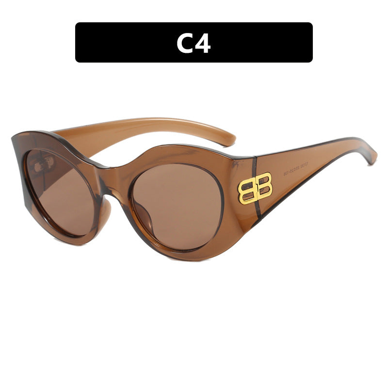 Damer stilige Cat-Eye solbriller med høyglansdesign og beskyttende glass Skanto