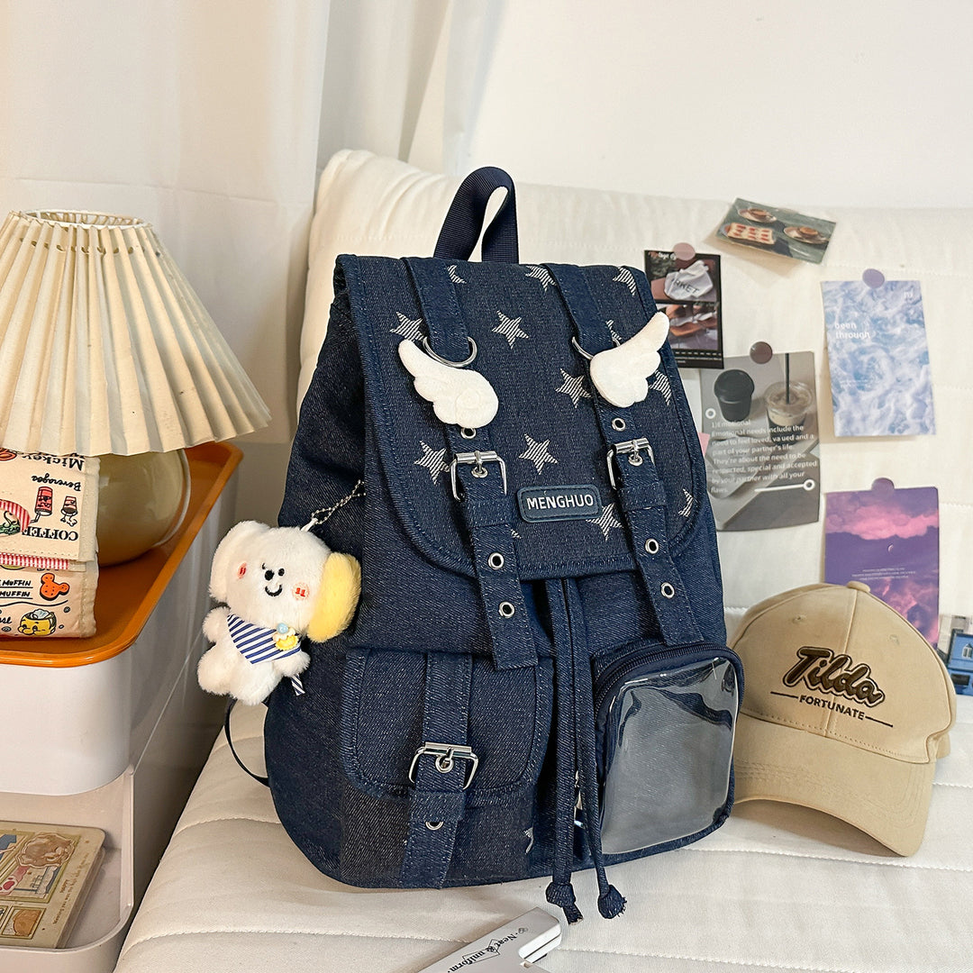 Klassisk Denim Skole Ryggsekk