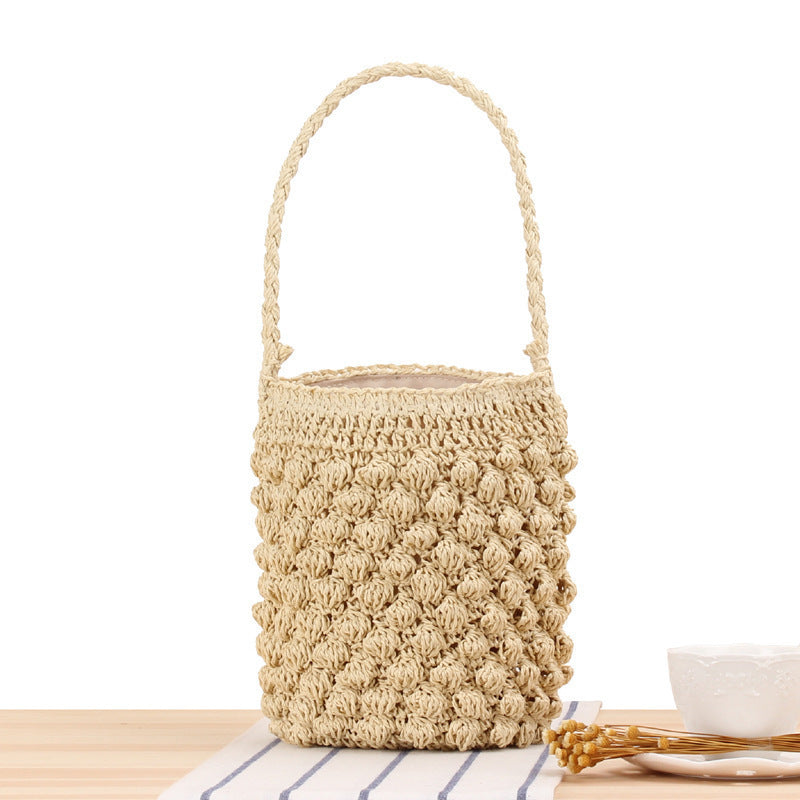 Hand-knotted basket bags with textured surface Skanto