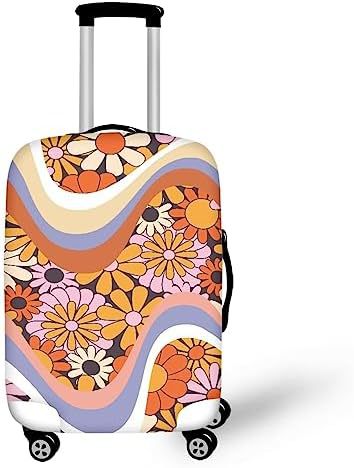 Unisex nan elastisk koffertrekk med hest- og solblomstmotiv, dehbar stretchbeskyttelse for hardplast- trolley med glidelås Skanto