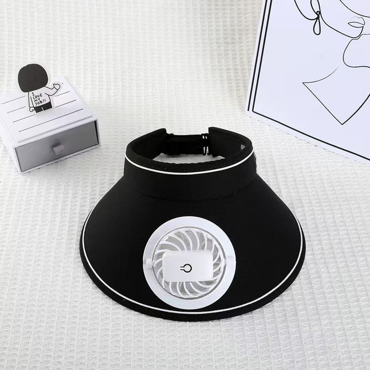 Visor with detachable USB fan, adjustable headband, and breathable UV protection Skanto