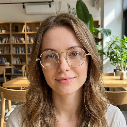 Dame Runde Metall-solbrille med speilte linser Skanto