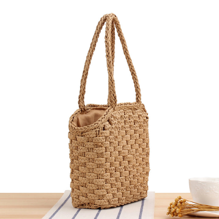 Robust basket bag with braided handles Skanto