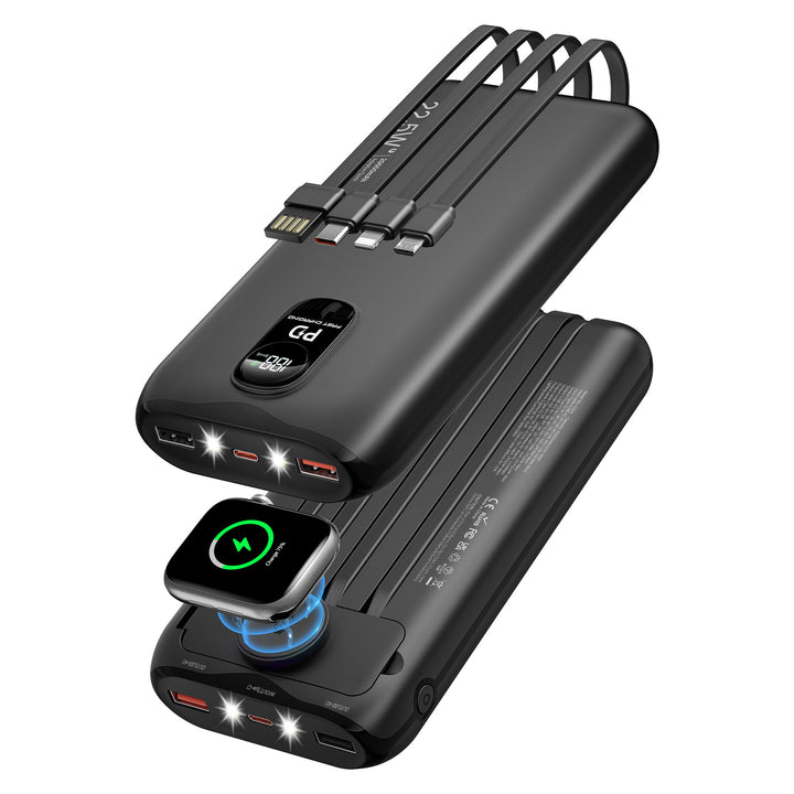 Bærbar powerbank med hurtig induktiv lading og flere USB-porter Skanto