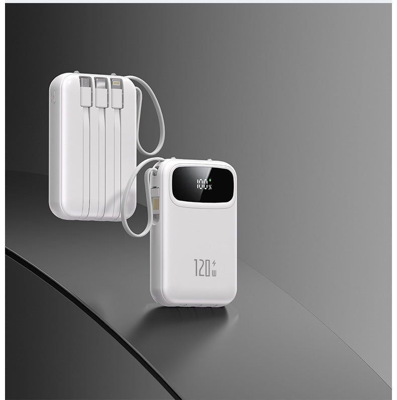 bærbar Powerbank med integrert multikabel Skanto