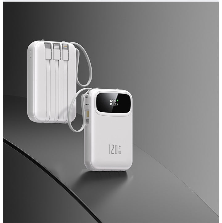 bærbar Powerbank med integrert multikabel Skanto