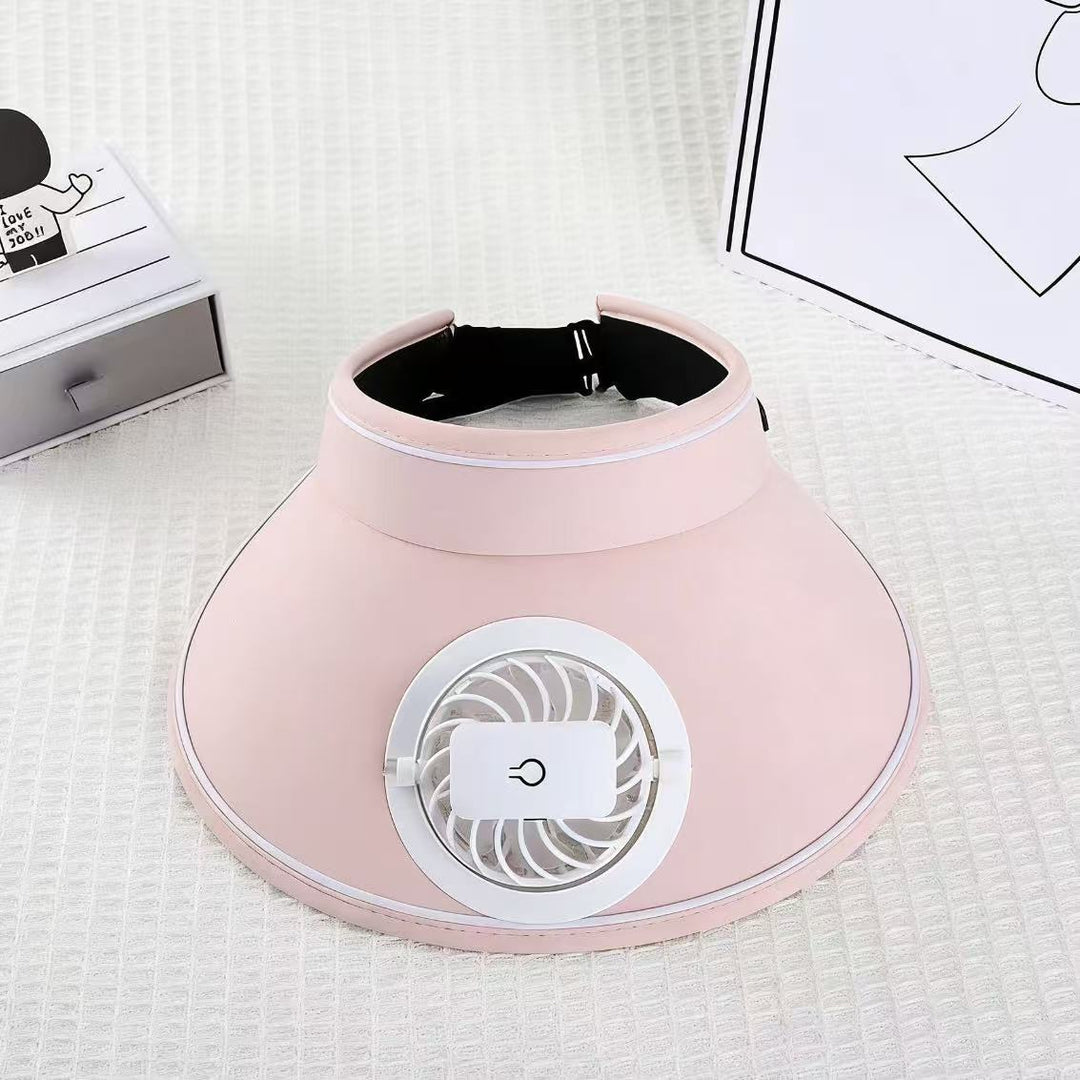 Visor with detachable USB fan, adjustable headband, and breathable UV protection Skanto