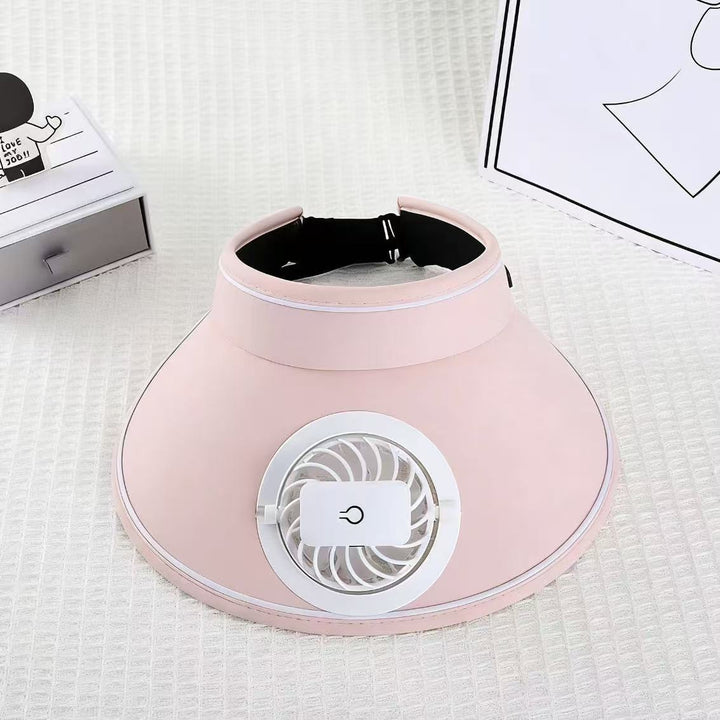 Visor with detachable USB fan, adjustable headband, and breathable UV protection Skanto