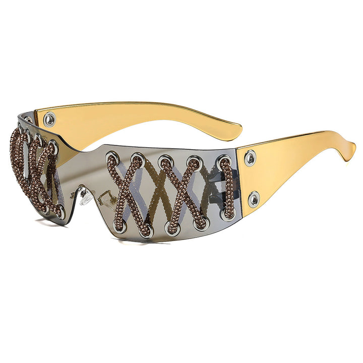 Dame futuristisk design solbrille med unik dekor Skanto