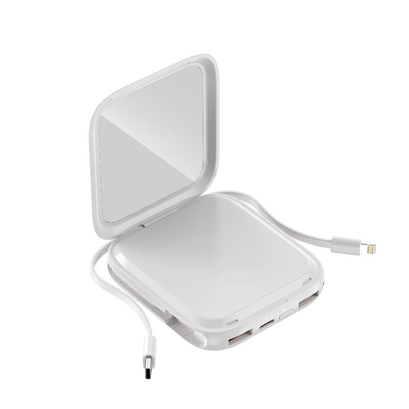 Bærbar kosmetikk-powerbank med integrert speil Skanto