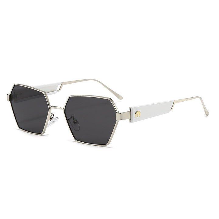 Dame Hexagon solbrille med luksuriøse metallakenter Skanto