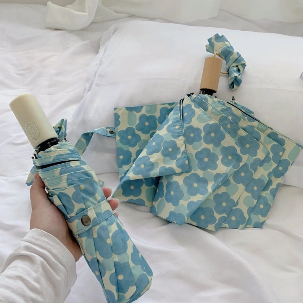 Damen Sammenleggbart paraply med blomsterdesign Skanto