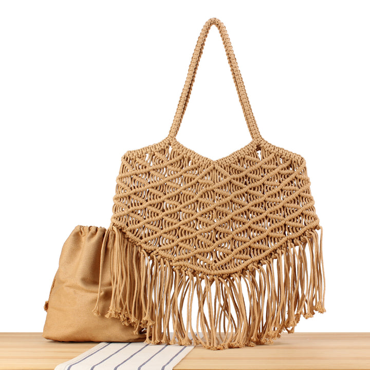Kreativ Makramee Bag med Frynsete Design Skanto