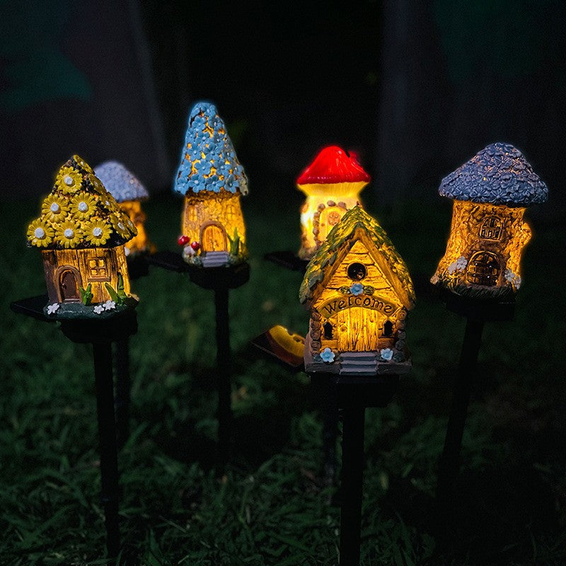 Solarlampe med sopp hus hage stake lys med oppladbart batteri Skanto