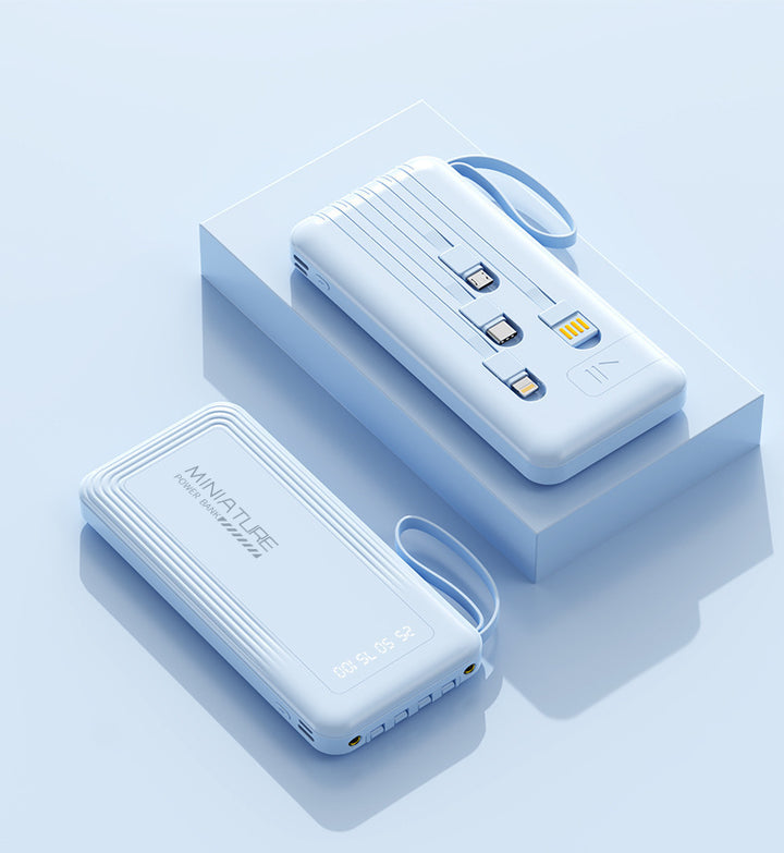 Mini Powerbank med integrert multifunksjonsladekabel Skanto