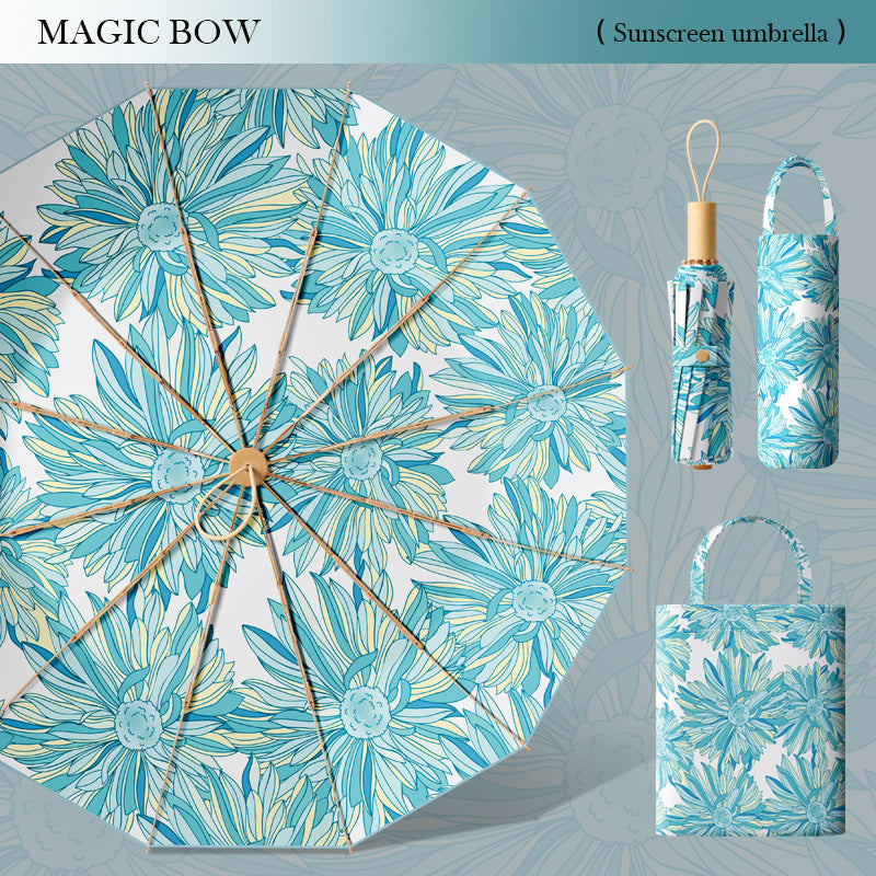 Dame solbeskyttelsesparaply med elegant blomsterdesign Skanto