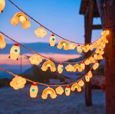 Decorative Outdoor LED Star and Globe String Lights Weather-Resistant Versatile Hanging Garland Skanto
