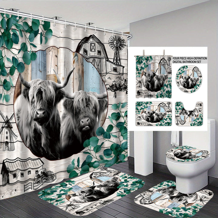 Kunstnerisk Highland Cow Badsett Skanto