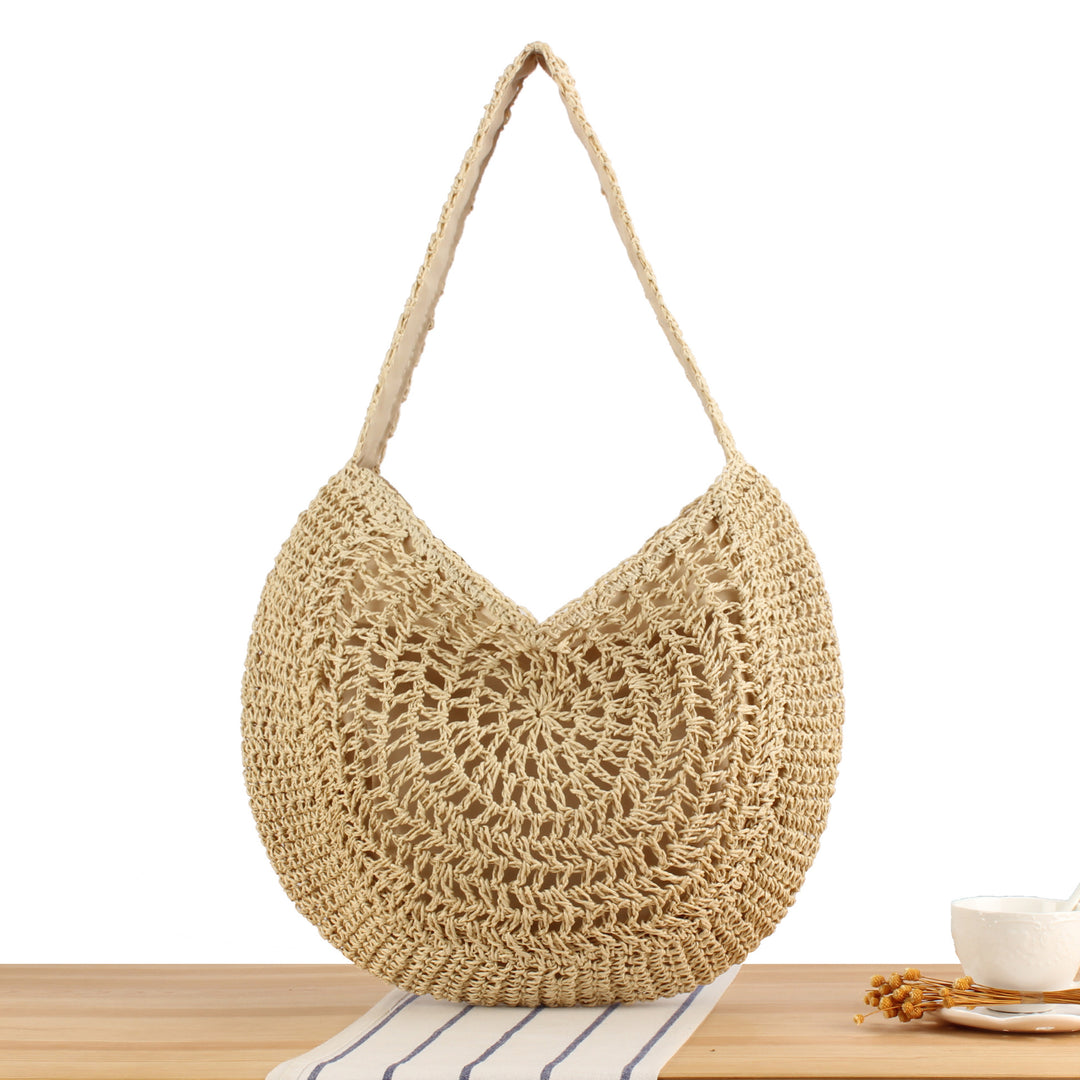 Hand-knotted tote bag with artistic wave pattern Skanto