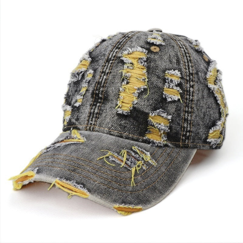 Kvinnes Slitt Denim Baseball Cap Skanto