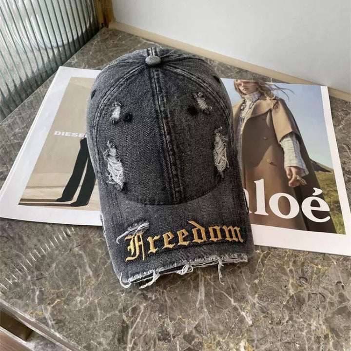 Kvinnenes slitte frihets broderte baseballcap Skanto