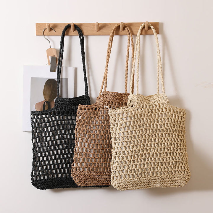Håndlaget nett tote bag av naturmateriale Skanto