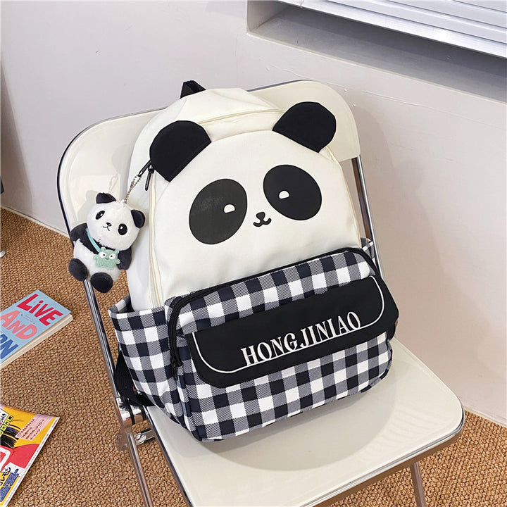 Lekfull Panda Tegneserie Skolesekk