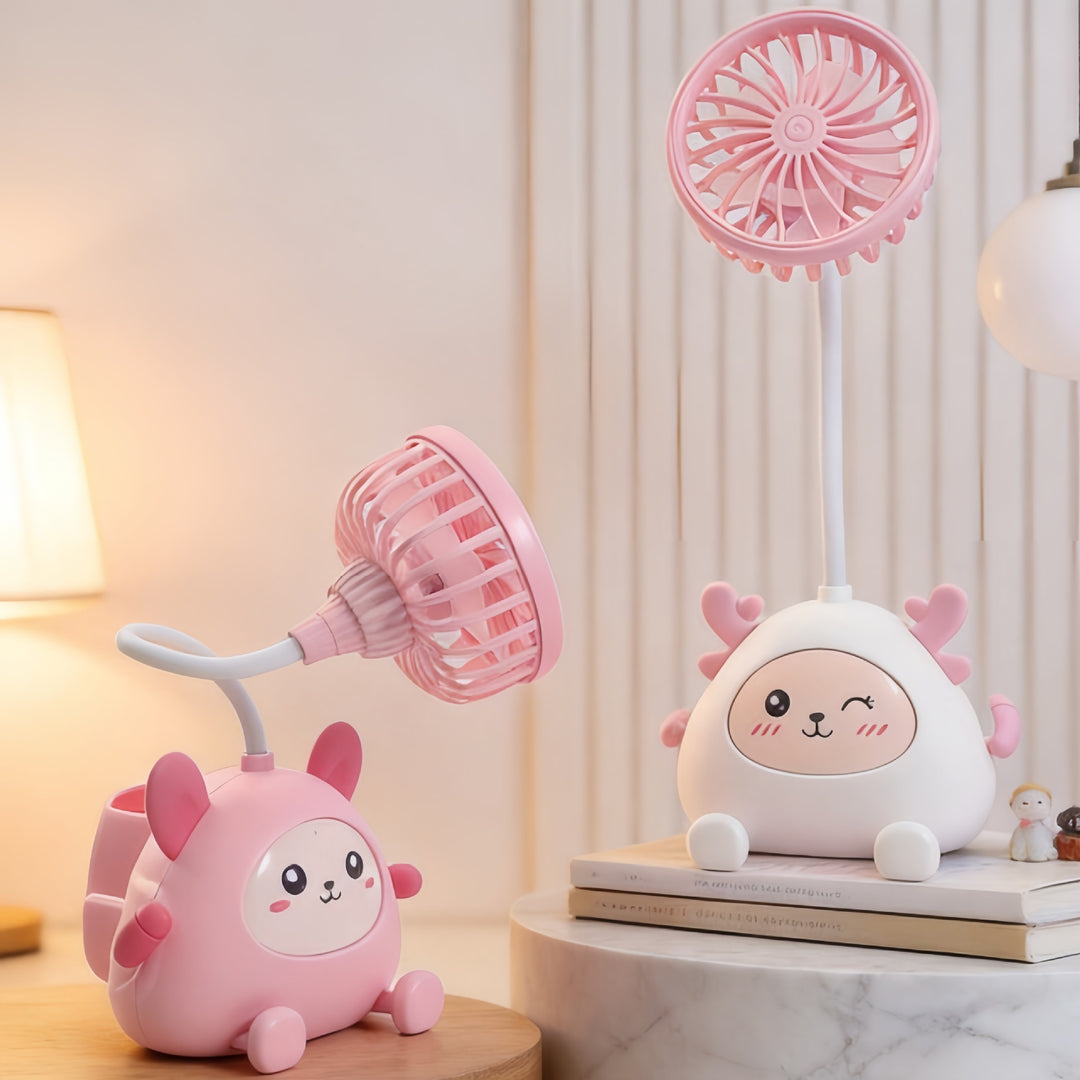 Dame skrivebordslampe med integrert mini-vifte Skanto